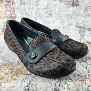 Dansko Olivia Flats Womens 38 Brown Leopard Calf Hair Leather Loafer Comfort